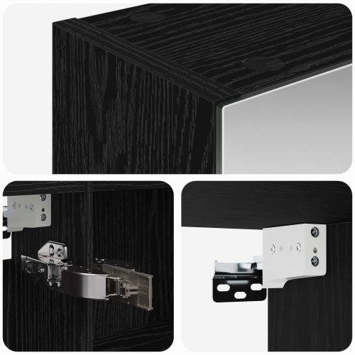 Шкаф с огледало за баня с рафт Черния дъб 100 x 14,5 x 70 см