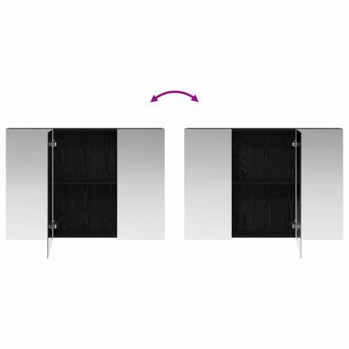Шкаф с огледало за баня с рафт Черния дъб 100 x 14,5 x 70 см