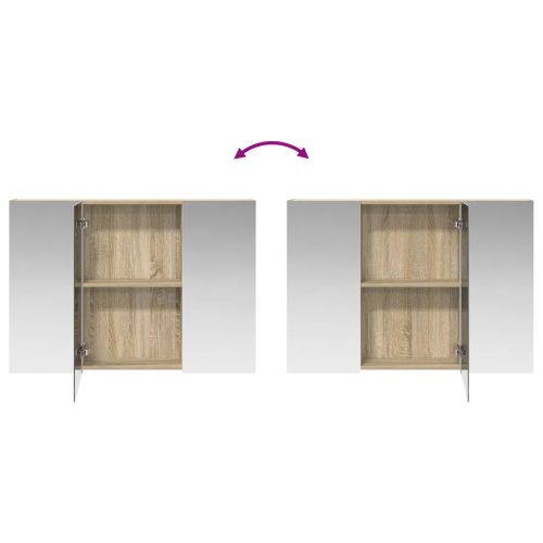 Шкаф с огледало за баня с рафт Сонома дъб 100 x 14,5 x 70 см