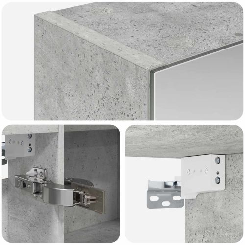 Шкаф с огледало за баня Циментено сиво 100 x 14,5 x 70 см