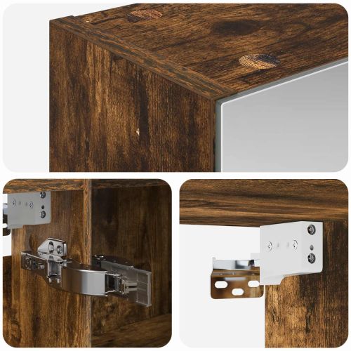 Шкаф с огледало за баня с рафт Димян дъб 100 x 14,5 x 70 см