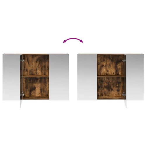 Шкаф с огледало за баня с рафт Димян дъб 100 x 14,5 x 70 см