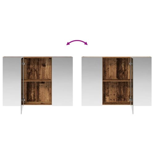 Шкаф с огледало за баня с рафт Старо дърво 100 x 14,5 x 70 см