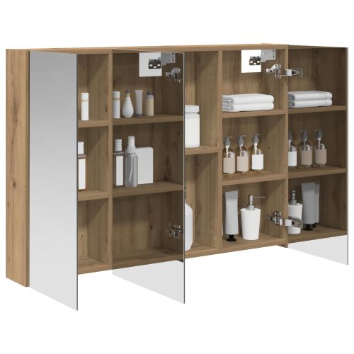 Шкаф с огледало за баня с рафт Дъб Артизан 100 x 14,5 x 70 см