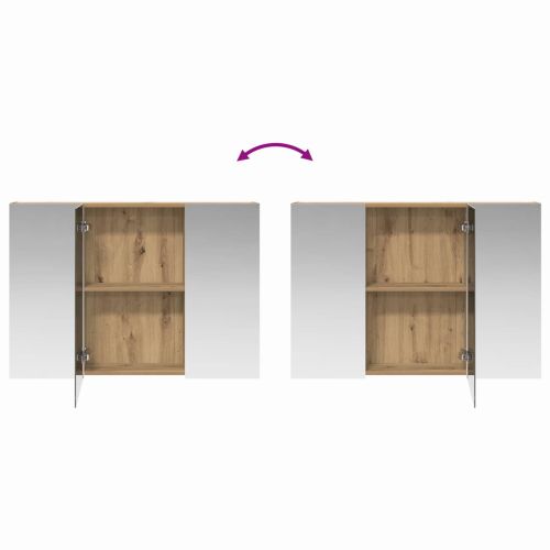 Шкаф с огледало за баня с рафт Дъб Артизан 100 x 14,5 x 70 см