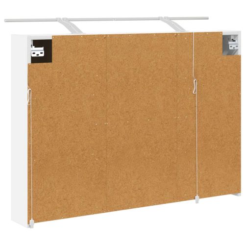 Шкаф с огледало за баня Бяло 100 x 14,5 x 70 см Инженерно дърво