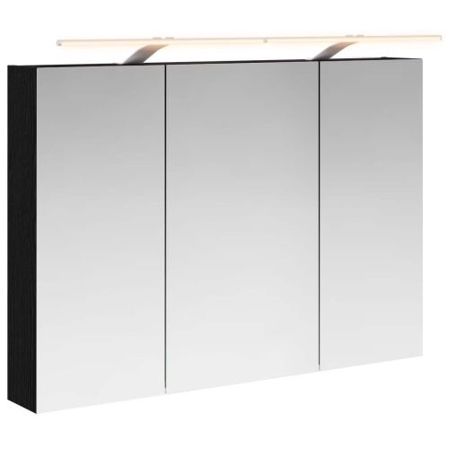 Шкаф с огледало за баня с рафт Черния дъб 100 x 14,5 x 70 см