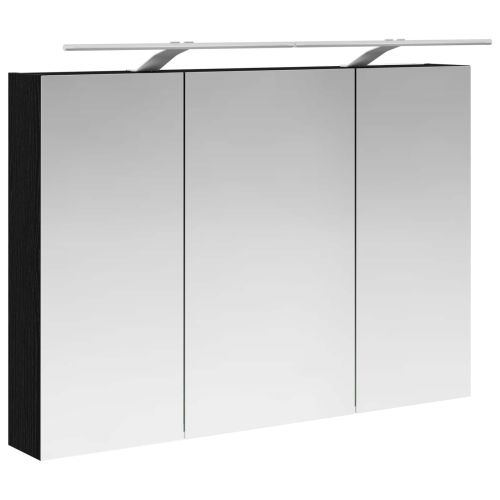 Шкаф с огледало за баня с рафт Черния дъб 100 x 14,5 x 70 см