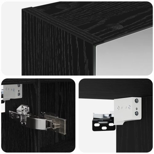 Шкаф с огледало за баня с рафт Черния дъб 100 x 14,5 x 70 см