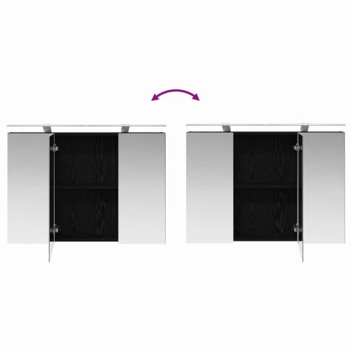Шкаф с огледало за баня с рафт Черния дъб 100 x 14,5 x 70 см