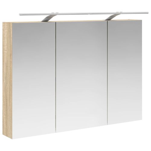 Шкаф с огледало за баня с рафт Сонома дъб 100 x 14,5 x 70 см