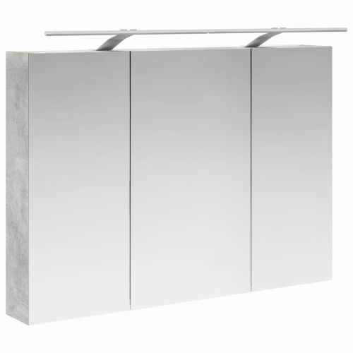 Шкаф с огледало за баня Циментено сиво 100 x 14,5 x 70 см