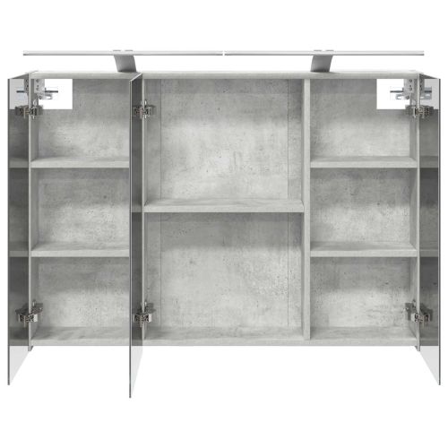 Шкаф с огледало за баня Циментено сиво 100 x 14,5 x 70 см