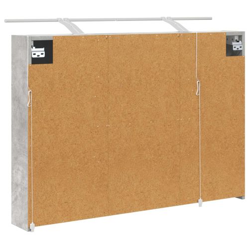 Шкаф с огледало за баня Циментено сиво 100 x 14,5 x 70 см