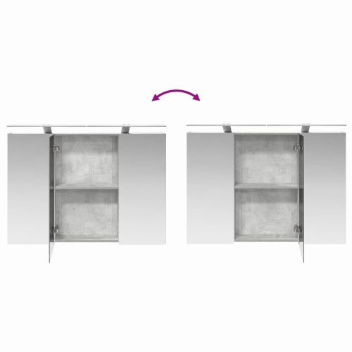 Шкаф с огледало за баня Циментено сиво 100 x 14,5 x 70 см