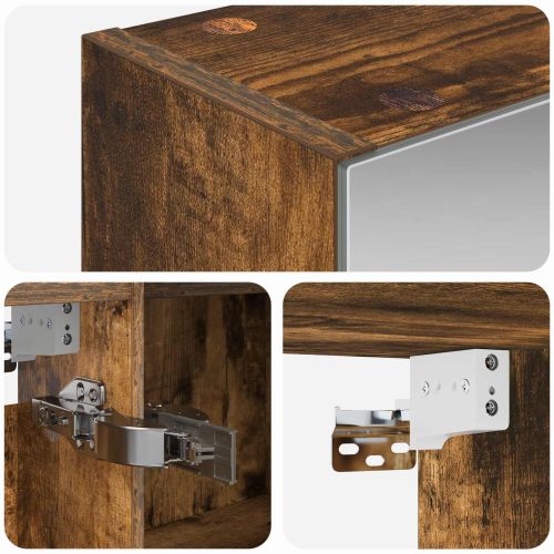 Шкаф с огледало за баня с рафт Димян дъб 100 x 14,5 x 70 см