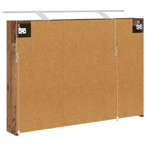 Шкаф с огледало за баня с рафт Старо дърво 100 x 14,5 x 70 см