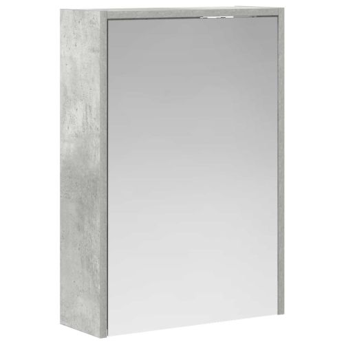 Шкаф с огледало за баня с рафт Циментено сиво 43 x 16 x 62.5 см