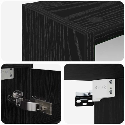 Шкаф с огледало за баня с рафт Черния дъб 43 x 16 x 62.5 см