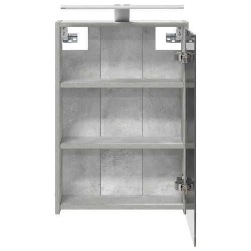 Шкаф с огледало за баня с рафт Циментено сиво 43 x 16 x 62.5 см