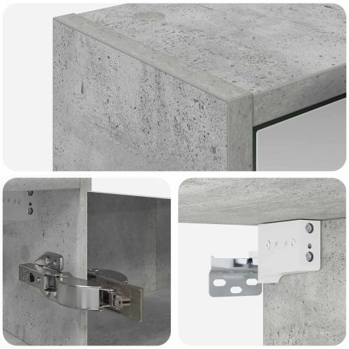 Шкаф с огледало за баня с рафт Циментено сиво 43 x 16 x 62.5 см