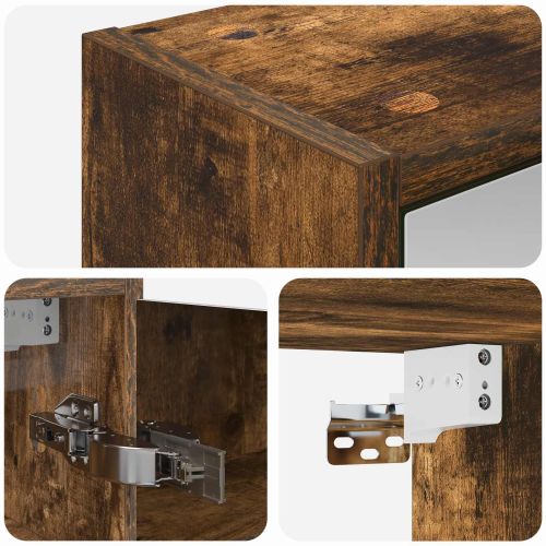 Шкаф с огледало за баня с рафт Димян дъб 43 x 16 x 62.5 см