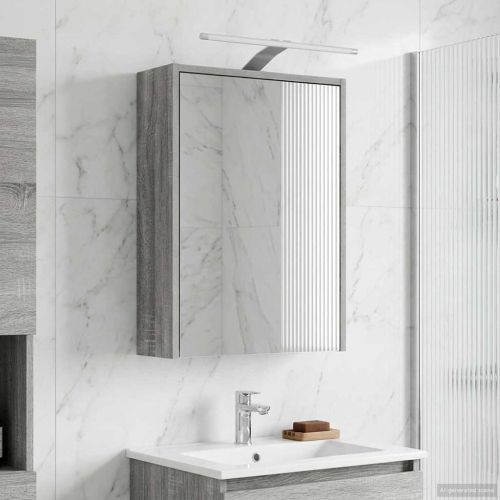 Шкаф с огледало за баня с рафт Сив Сонома 43 x 16 x 62.5 см