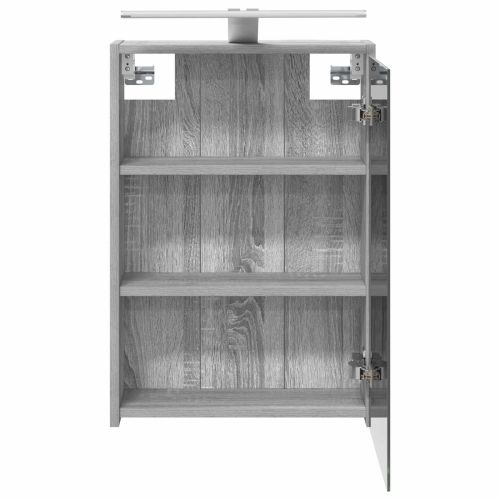 Шкаф с огледало за баня с рафт Сив Сонома 43 x 16 x 62.5 см