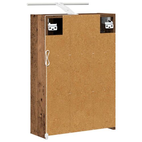 Шкаф с огледало за баня с рафт Старо дърво 43 x 16 x 62.5 см