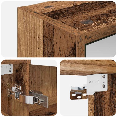 Шкаф с огледало за баня с рафт Старо дърво 43 x 16 x 62.5 см