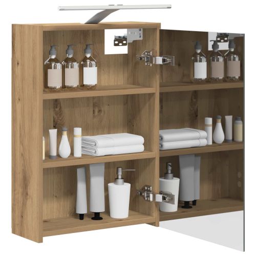 Шкаф с огледало за баня с рафт Дъб Артизан 43 x 16 x 62.5 см