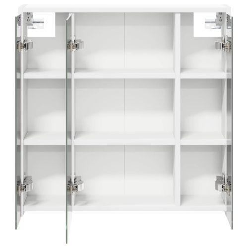 Шкаф с огледало за баня Бяло 63,5 x 16 x 62,5 см