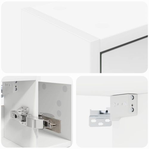 Шкаф с огледало за баня Бяло 63,5 x 16 x 62,5 см