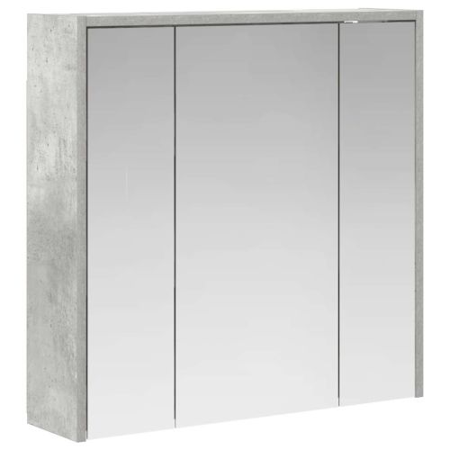 Шкаф с огледало за баня Циментено сиво 63,5 x 16 x 62,5 см