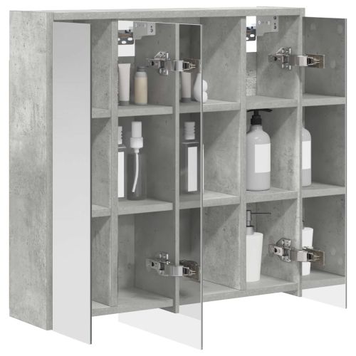 Шкаф с огледало за баня Циментено сиво 63,5 x 16 x 62,5 см