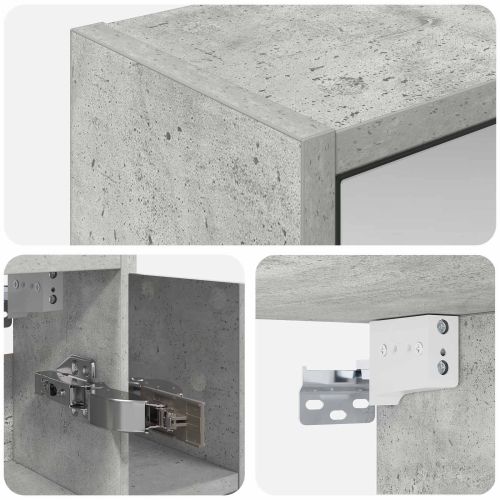 Шкаф с огледало за баня Циментено сиво 63,5 x 16 x 62,5 см