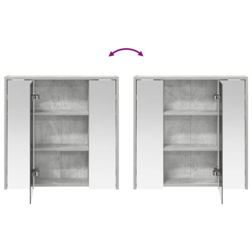 Шкаф с огледало за баня Циментено сиво 63,5 x 16 x 62,5 см