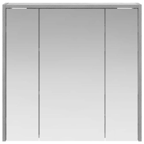 Шкаф с огледало за баня Сив Сонома 63,5 x 16 x 62,5 см