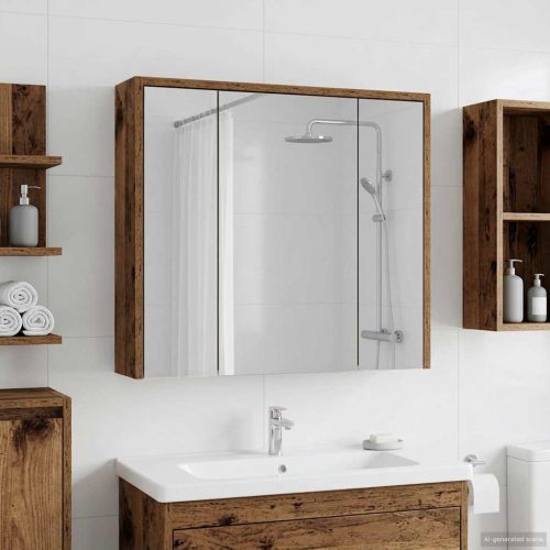 Шкаф с огледало за баня Старо дърво 63,5 x 16 x 62,5 см