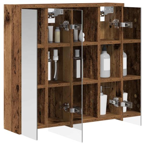 Шкаф с огледало за баня Старо дърво 63,5 x 16 x 62,5 см