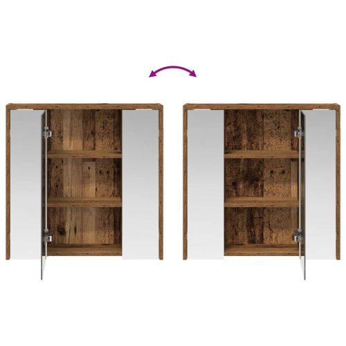 Шкаф с огледало за баня Старо дърво 63,5 x 16 x 62,5 см