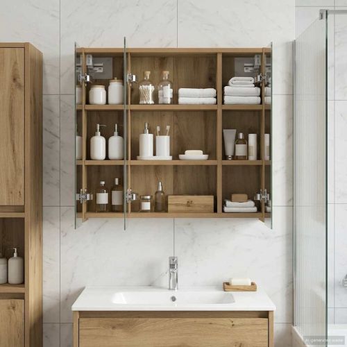 Шкаф с огледало за баня Дъб Артизан 63,5 x 16 x 62,5 см