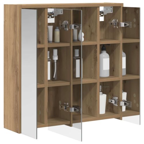 Шкаф с огледало за баня Дъб Артизан 63,5 x 16 x 62,5 см