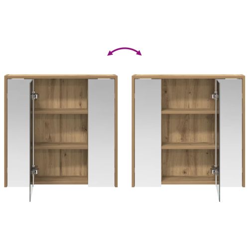 Шкаф с огледало за баня Дъб Артизан 63,5 x 16 x 62,5 см