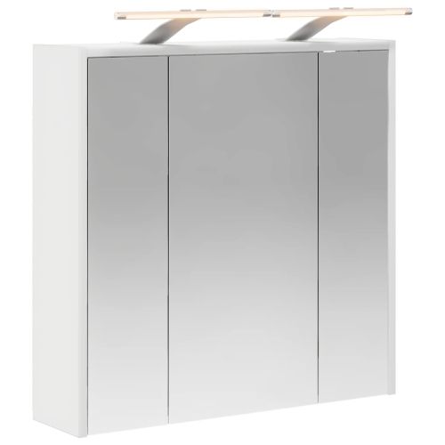 Шкаф с огледало за баня Бяло 63,5 x 16 x 62,5 см