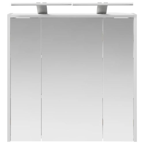 Шкаф с огледало за баня Бяло 63,5 x 16 x 62,5 см