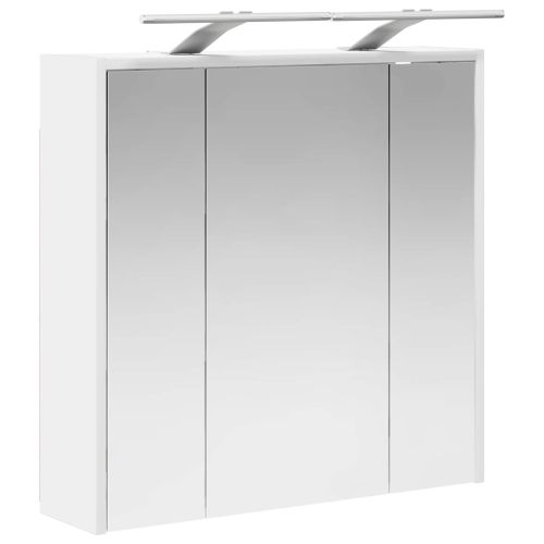 Шкаф с огледало за баня Бяло 63,5 x 16 x 62,5 см