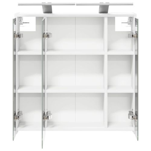 Шкаф с огледало за баня Бяло 63,5 x 16 x 62,5 см