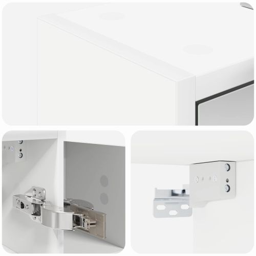 Шкаф с огледало за баня Бяло 63,5 x 16 x 62,5 см