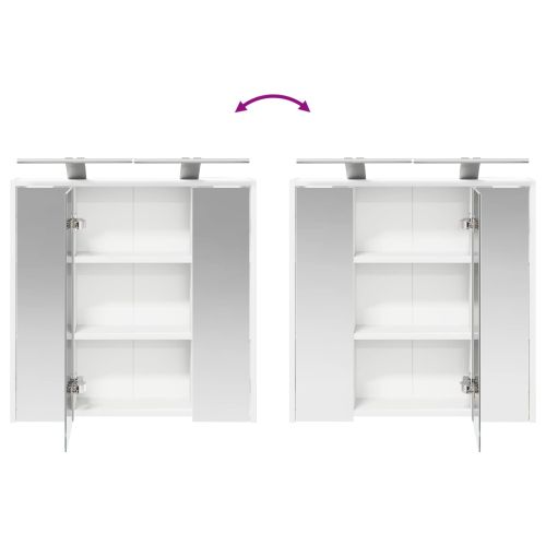 Шкаф с огледало за баня Бяло 63,5 x 16 x 62,5 см